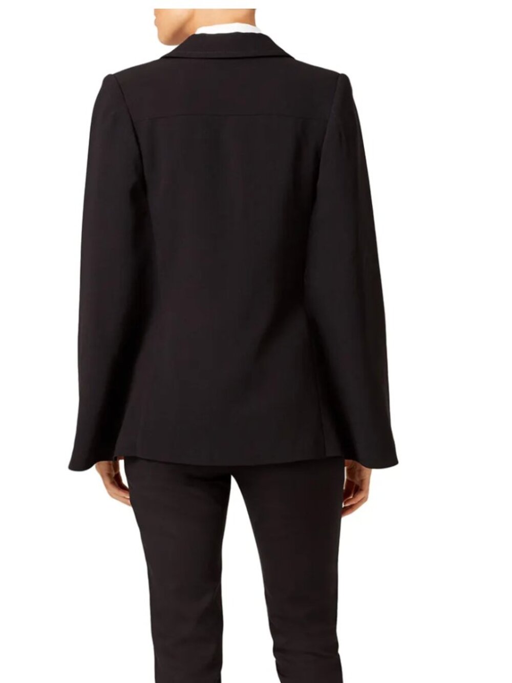 Trina Turk Bee Cape Blazer Jacket Womens 4 Black Crepe Long Sleeve One Button - Picture 3 of 13